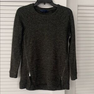 Women's Green Sweater with Zipper Accents